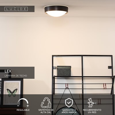 Lucide LEX - Lámpara de techo - Ø 25 cm - 1xE27 - Negro